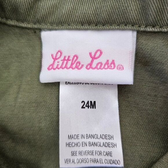 Little Lass Toddler Green Denim Jacket Girls 24Mo Ruffled Long Slv Embroidered - Picture 3 of 10